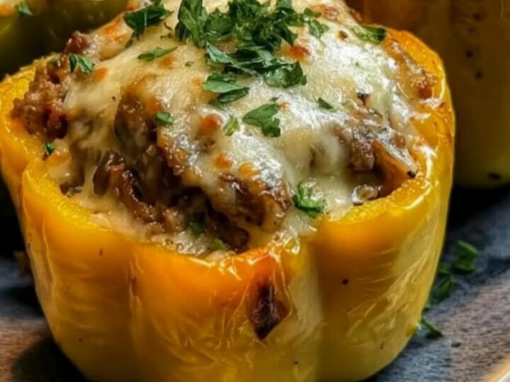 A golden roasted yellow pepper stuffed with juicy shaved beef and melted, stretchy provolone cheese.