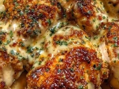 A close-up of a plate of creamy Cajun chicken Alfredo with tender chicken and linguine.