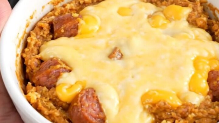 A bowl of hot, creamy spicy sausage queso dip with melted cheese and visible bits of sausage and tomatoes.
