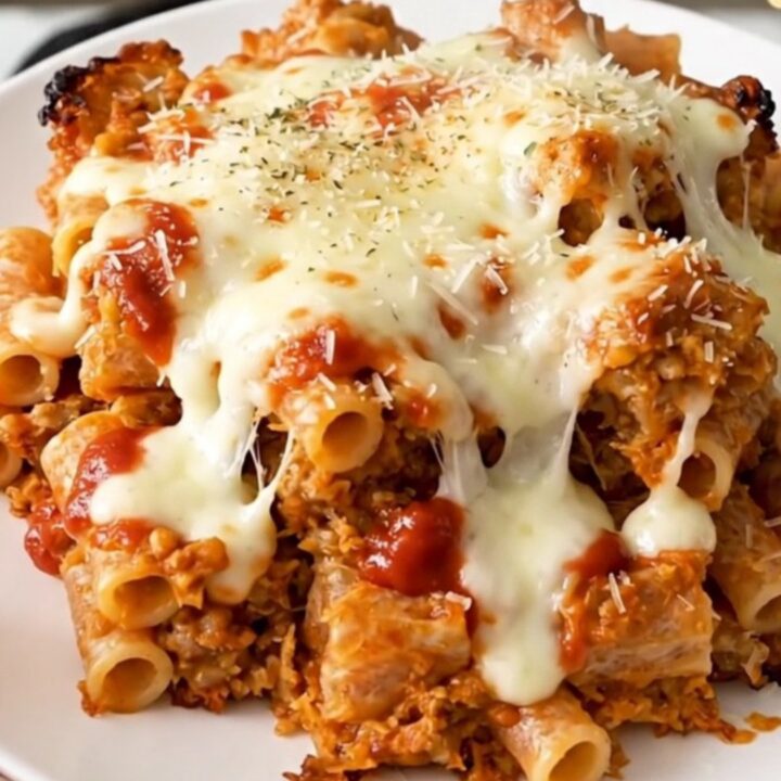 A top-down view of a black slow cooker filled with meatballs, peppers, and marinara sauce on a white quartz countertop.