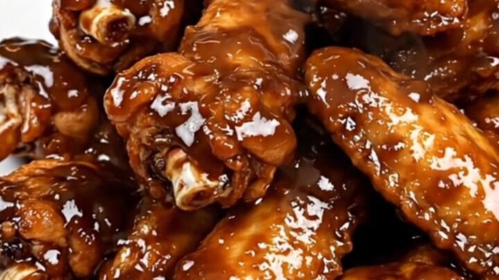 A close-up of glossy, smoky chipotle lime chicken wings on a white plate.
