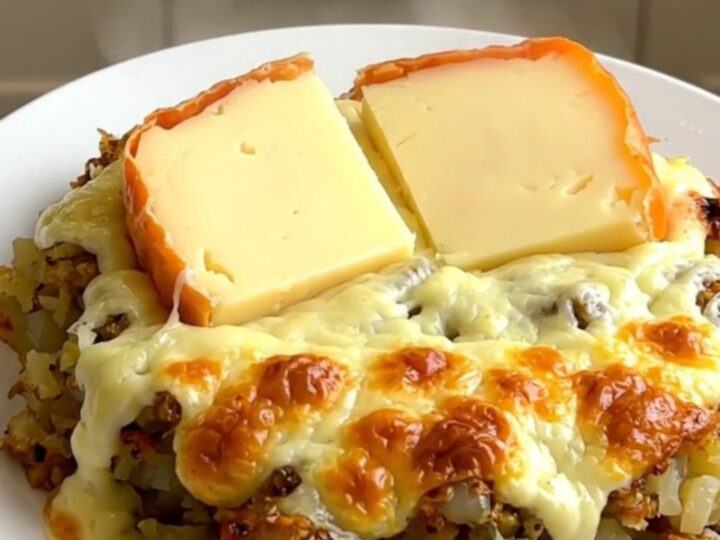 A rustic slow cooker tartiflette with golden melted Reblochon cheese and tender potatoes.