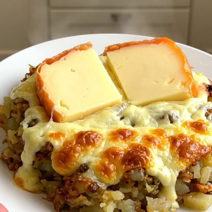 A rustic slow cooker tartiflette with golden melted Reblochon cheese and tender potatoes.
