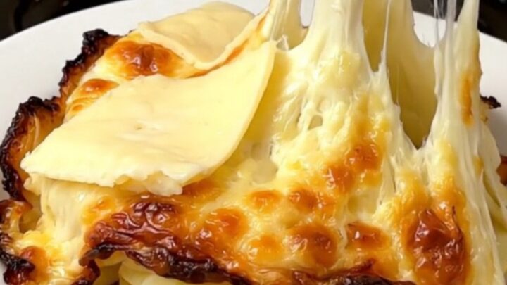 A rustic slow cooker filled with layers of tender potatoes and melted tomme cheese.