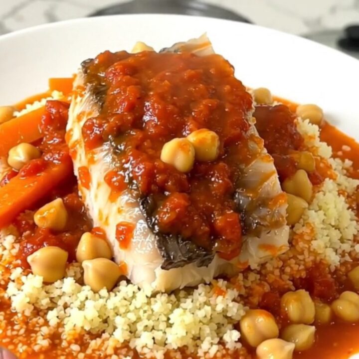 A close-up of a white plate filled with slow-cooked white fish, vibrant sliced carrots