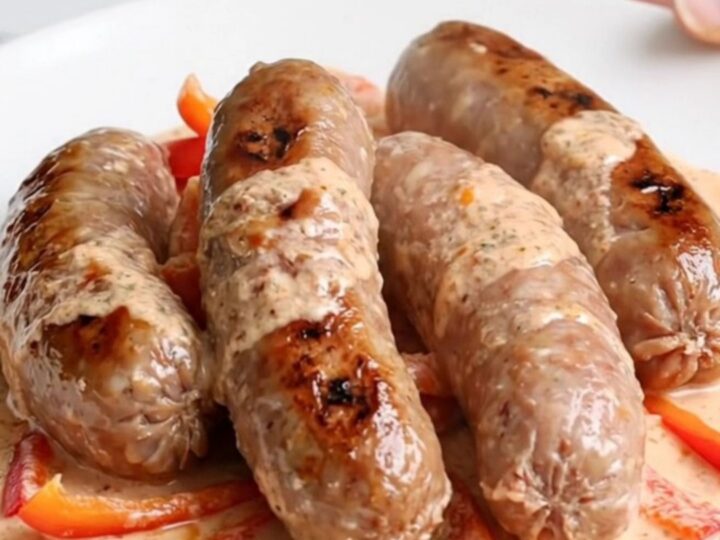 Slow cooked Italian sausages and peppers in a creamy pink vodka sauce.