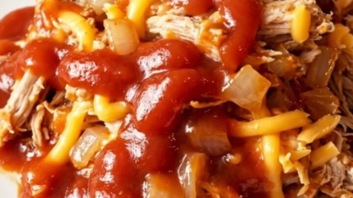 A hearty serving of slow cooker turkey cheeseburger sloppy joes in a bowl with melted cheddar.