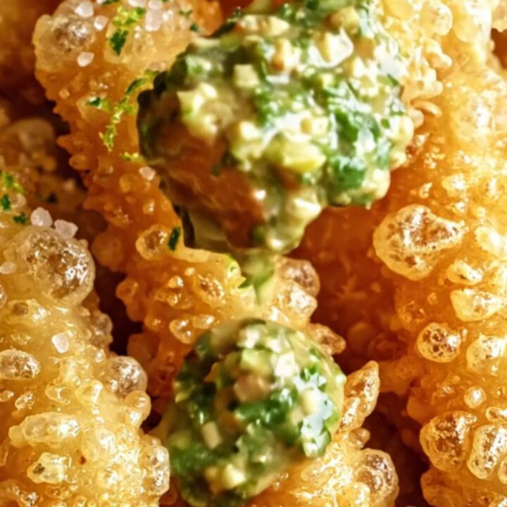 A close-up of golden-fried yuca fries with a glass-like crust, showing a fluffy white center.