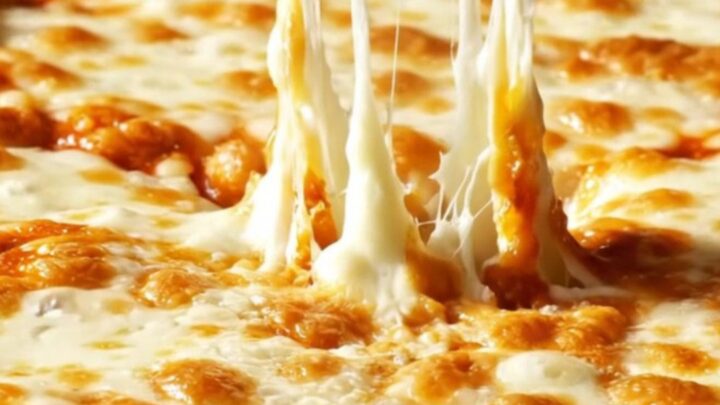 Close-up of jumbo pasta shells filled with creamy ricotta and roasted garlic, bubbling in red marinara sauce.