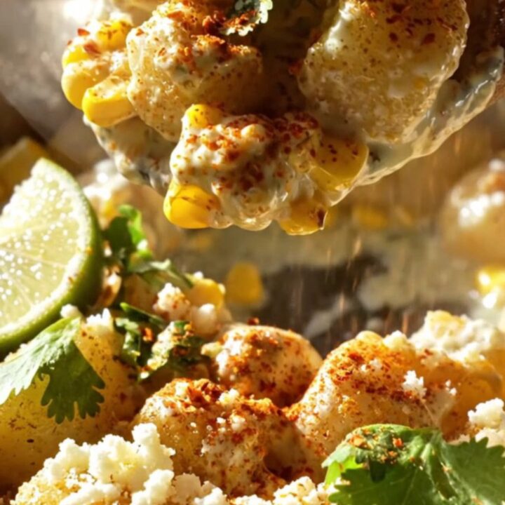 A close-up shot of crispy pan-seared gnocchi mixed with charred corn, creamy sauce
