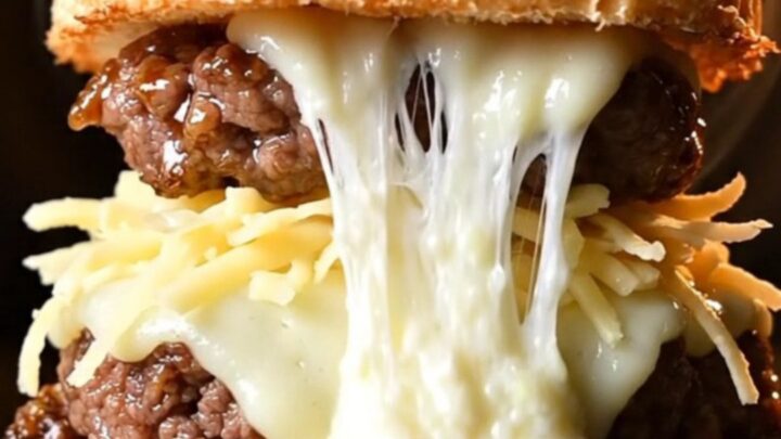 A close-up of a Korean bulgogi slider with melted mozzarella and scallions on a soft milk bun.