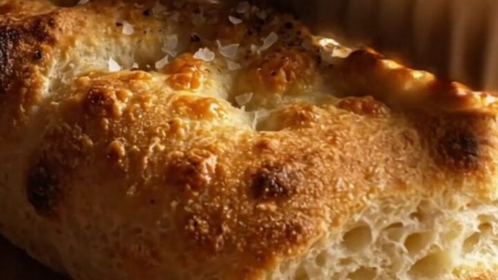 A rustic golden focaccia topped with thinly shingled Yukon gold potatoes and melted taleggio cheese.