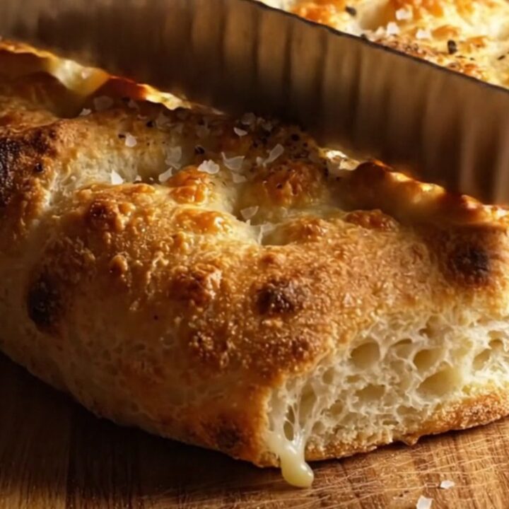 A rustic golden focaccia topped with thinly shingled Yukon gold potatoes and melted taleggio cheese.