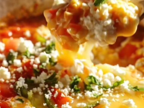 A close-up of a copper skillet filled with authentic Turkish Menemen, showing jammy tomatoes and soft-scrambled eggs.