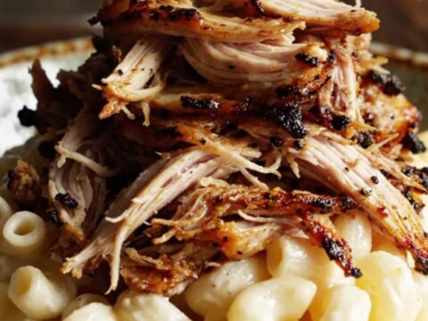 A glossy black slow cooker filled with shredded Cajun-spiced chicken, glistening in a rich butter and lemon sauce.