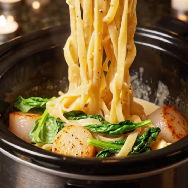 A close-up of a bowl filled with fettuccine in a creamy champagne sauce