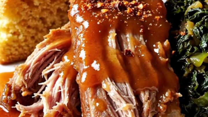 Succulent, tender country-style pork ribs glistening with a tangy vinegar mop sauce.