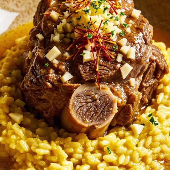 A close-up of a tender beef shank in a dark, rich tomato-based sauce inside a black ceramic slow cooker.