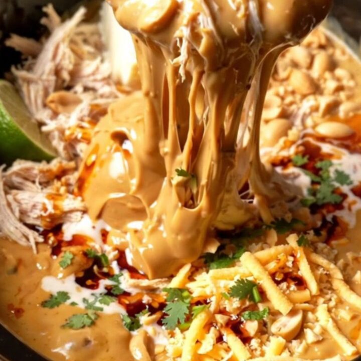 A close-up shot of a crispy wonton chip being dipped into a creamy