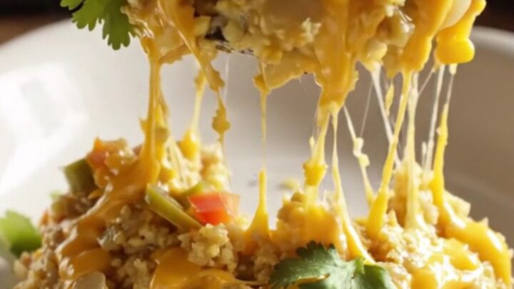 A close-up shot of golden jalapeño cheddar cornbread dressing in a black slow cooker
