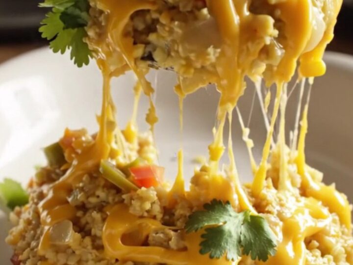 A close-up shot of golden jalapeño cheddar cornbread dressing in a black slow cooker