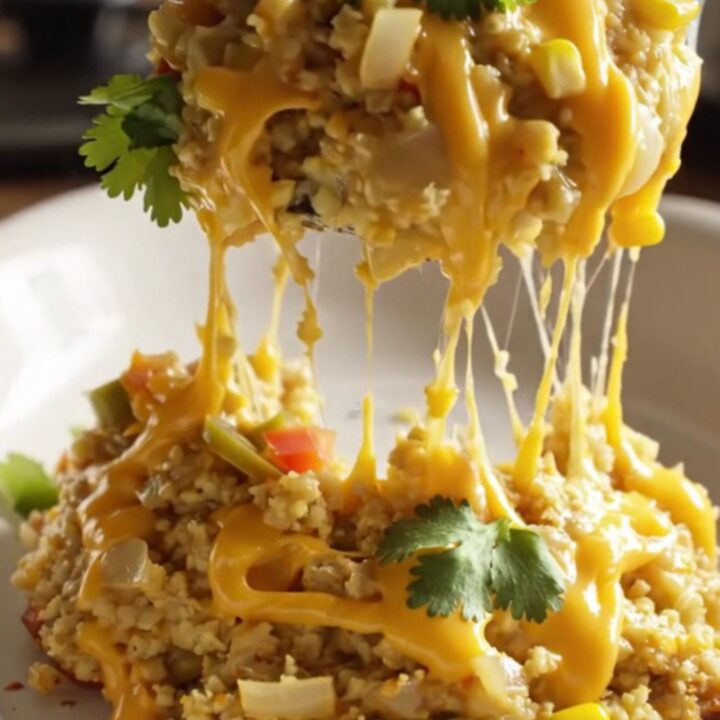 A close-up shot of golden jalapeño cheddar cornbread dressing in a black slow cooker