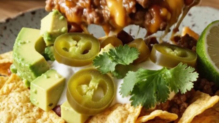 A close-up view of a slow cooker filled with bubbling Texas Frito Pie, showing melted cheese and layers of beef.